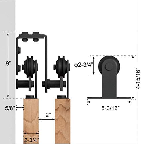 WINSOON Top Mount Double Bypass Barn Door Hardware 6 FT Track Double Door Kit, Overlapping, One-Piece Rail, Heavy Duty, Slide Smoothly Quietly, Easy Install, Fit Up to Two 36” Wide Door Panel