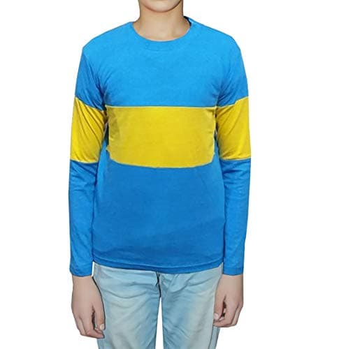 Boys Blue Yellow Striped Jumper Kids Book Week Top Fancy Dress Costume 5-13 Years