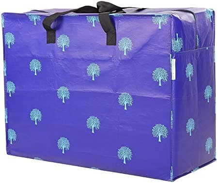 5 x Enormous Jumbo XL Clothing Toys Home Laundry Storage Bag Made From Recycled Material. Blue Tree Pattern Sorti Bag. 127 Litres. 54 x 74 x 32 cm. (Five Pieces)