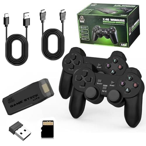 Wireless Retro Game Console Stick Built-in 20000+ Classic Games, 4K HDMI Output Nostalgia Plug & Play Retro Video Gaming Stick, Retro Game Consolewith 9 Emulators and Dual 2.4G Wireless Controller