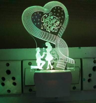 LYNREXForever Love Acrylic 7 Color Changing 3D Illusion LED Night Lamp and Gift for Every Occasion/Valentines Day/Men/boy (Multicolour, Pack of 1)