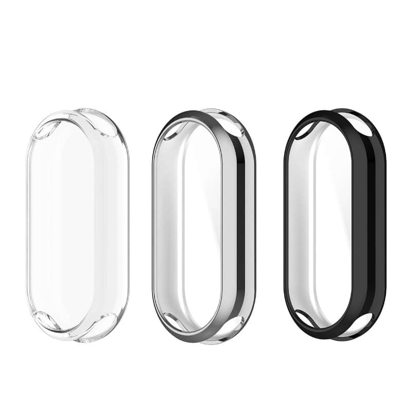 Sumaswit [3 PACK] Screen Protector Case Compatible for Xiaomi Mi Band 9 Smart Bracelet,Soft TPU Slim Full Coverage Protective Cases Cover for men and women (Black+ Silver+Clear)