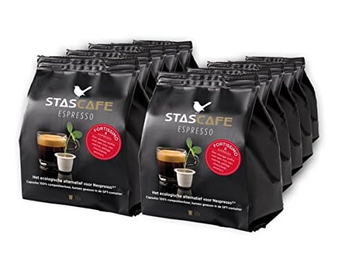 100% Biodegradable Nespresso Compatible Coffee Capsules - Fortissimo Flavor (100 Pods) - Fits All Original Line Nespresso Machines - By STASCAFE of the Netherlands