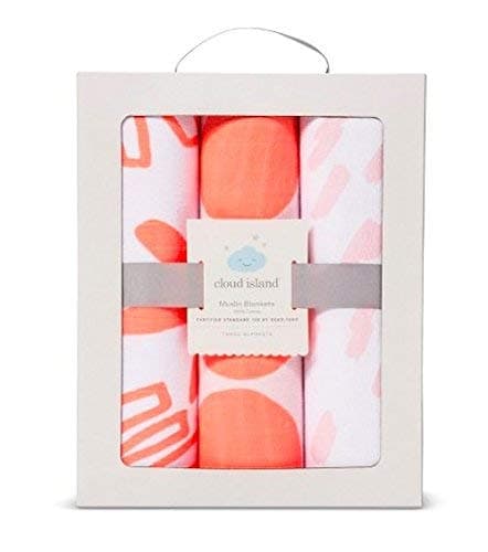 Muslin Swaddle Blankets Pink Lemonade 3 Pack - Cloud Island - Bright Pink