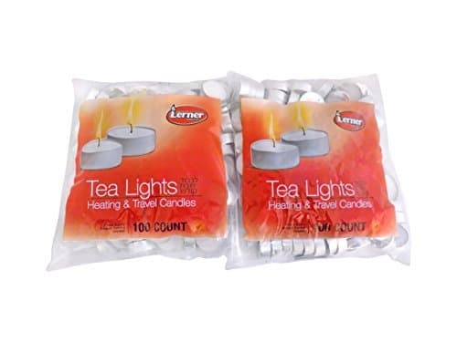 – 2 PACKS of 100 Unscented Tea Light Candles –White Wedding Party Candles –Nice Burning and Quality Candles – Heating and Travel Candles