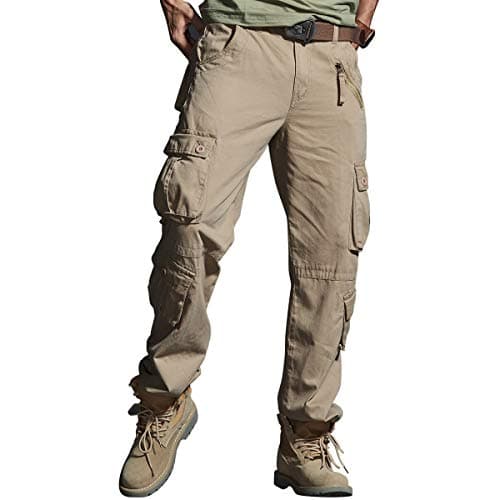 Men’s Cargo Relaxed Fit Pants Tactical Army Trousers Combat Work Military Khaki