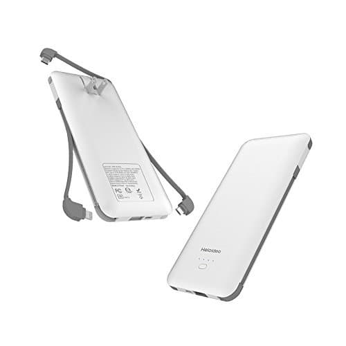 Heloideo 10000mAh Portable Charger Compact Power Bank External Battery Pack with Built-in AC Wall Plug and Micro Type-c Cables …