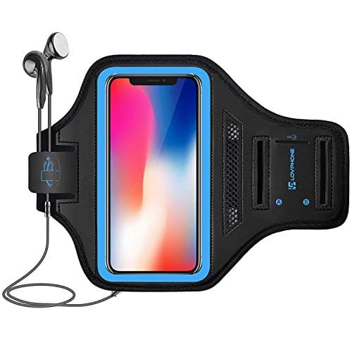 LOVPHONE iPhone 14 Pro/14/13 Pro/13/12 Pro/12/11 Pro/11/XR Armband, Sweat-Proof Sport Running Exercise Gym Case with Key Holder, Card Slot (Blue)