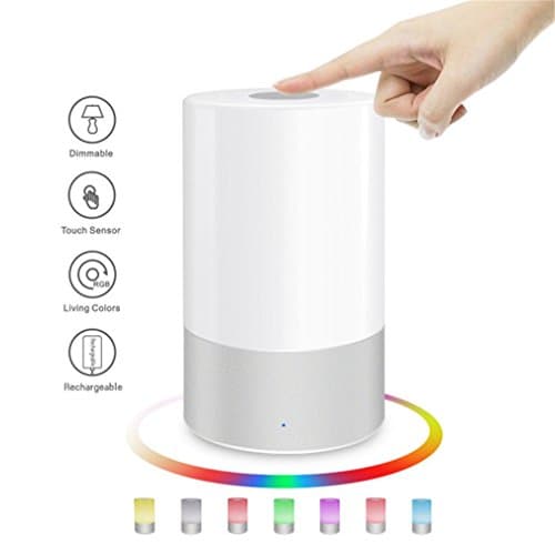 Smart Touch Sensor Bedside Lamp - BEROSS Table Lamp LED Touch Sensor Light, Dimmable Control & Warm White Night Light, Color Changing RGB LED Bedside Lamp for Living Room, Party, Outdoor (Mood Lamp)