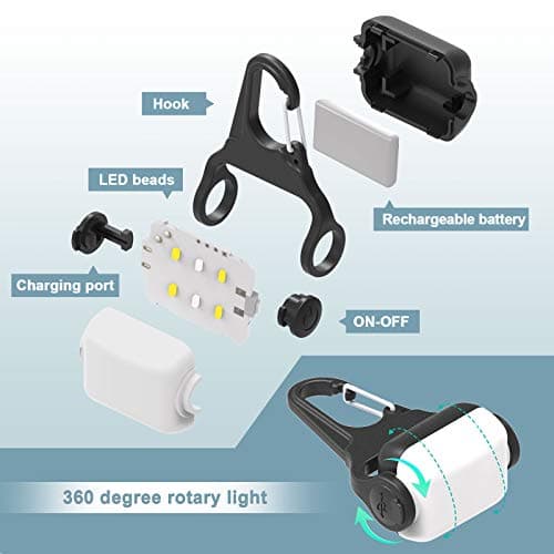 Dog Lights for Night Walking, Clip on USB Rechargeable Dog Collar Light, 3 Light Modes Dog Light, IP65 Waterproof Dog Night Light, LED Safety Light for Running, Camping, Climbing, Bike, 2 Pack