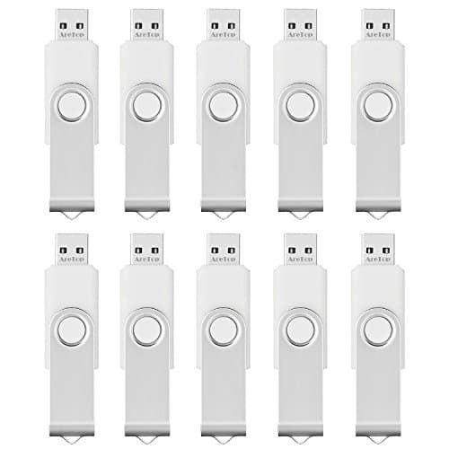 ARETOP 10pcs 2GB Swivel USB Flash Drive Memory Stick (White)