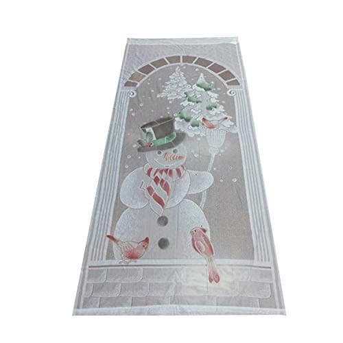 Christmas Snowman Curtains,Christmas Lace Curtains Panel White Vertical Living Room Bedroom Party Curtains (NO Lights)