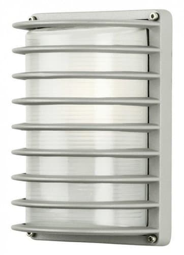 WO814SIMB6 Outdoor Wall Basis Rectangular Grid Silver Medium Base Incandescent 60W A19