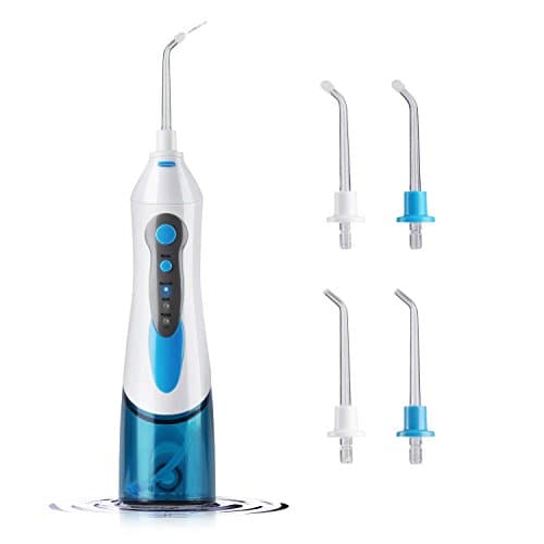 Electric Dental Water Flosser - Cordless Portable Oral Irrigator Rechargable with 3 Operation Modes and 4 Rotatable Jet Tips for Braces and Teeth Whitening