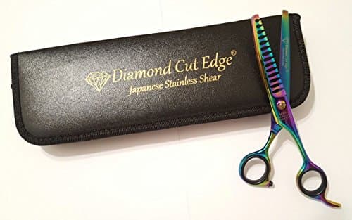 Diamond Cut Edge 6.5" Professional Hairdressing Barber Cutting Razor Sharp Thinning Texture Scissors Shears Rainbow with Zipper Case