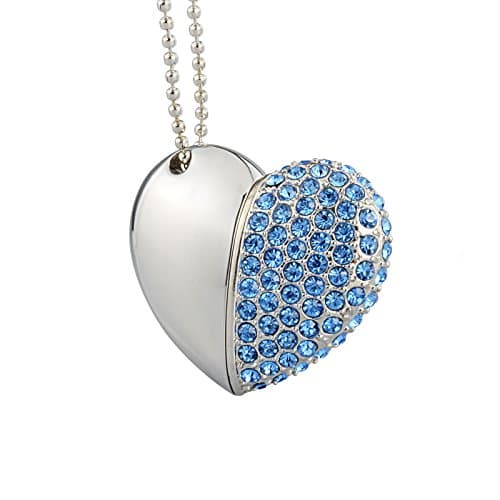 USB Flash Drive blue half diamond heart 32GB 2.0