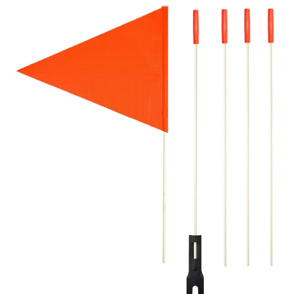 Uelfbaby Upgraded Bike Flags with Pole, 6 ft High Visibility Orange with heavy Duty Fiberglass Flag Pole