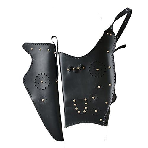 SoSoBiu Shoulder Back Quiver and Bow Holder Case Traditional Archery Quiver Set with Handmade Straps Belt for Recurve Bow, Black