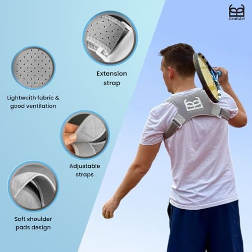 GrabArt Posture Corrector – Relieve Back & Shoulder Pain, Improve Posture – Adjustable & Invisible Back Brace for Men & Women – All-Day Comfort (XS-L)