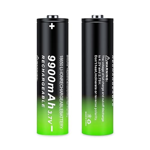 18650 Rechargeable Battery 3.7 Volt Rechargeable Battery Button Top Li Batteries for Flashlights, Headlamps 2 Pack