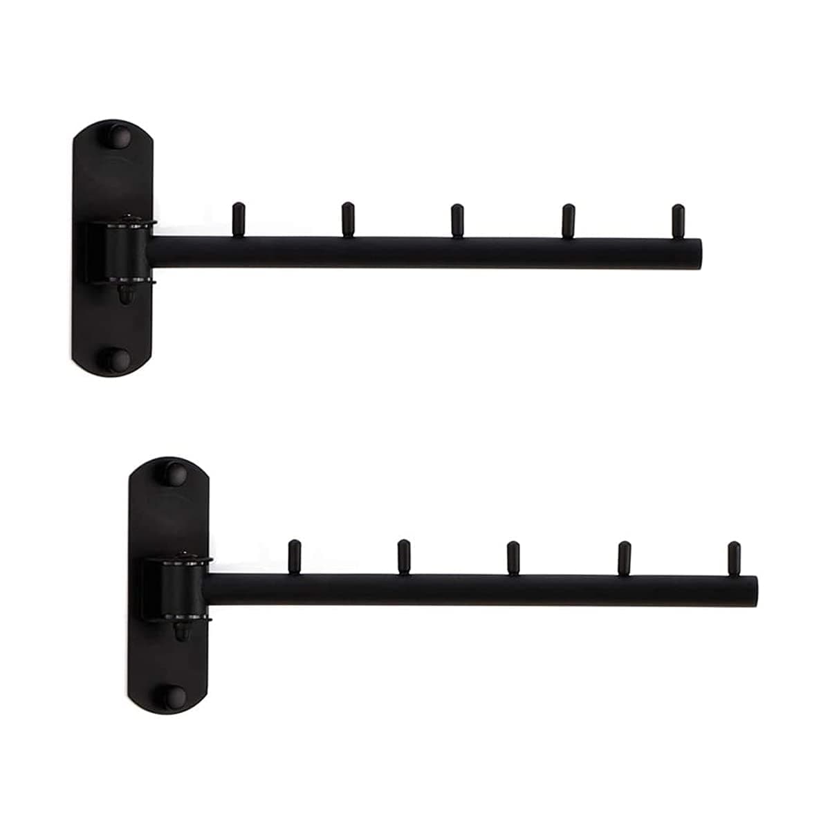 2 Pcs Folding Wall Mounted Clothes Hanger Rack with Swing Arm Stainless Steel Heavy Duty Coat Hook for Bathroom, Bedroom, Laundry Room - Black