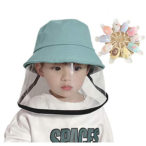 Upgrade Girls Anti-Saliva Spitting Protective Hat Removeable Face Shield Boy Bucket Hats(2-4 Years Old Kids)