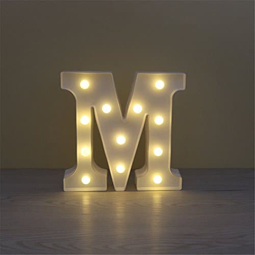 Alphapet Decorative Light Up Sign Led Letters Lights Decoration For Festival Party Wedding Holiday（M Warm White&Battery Operated） (M)