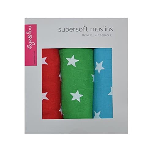Super-Soft Muslin Squares, Red/Blue/Green, Stars