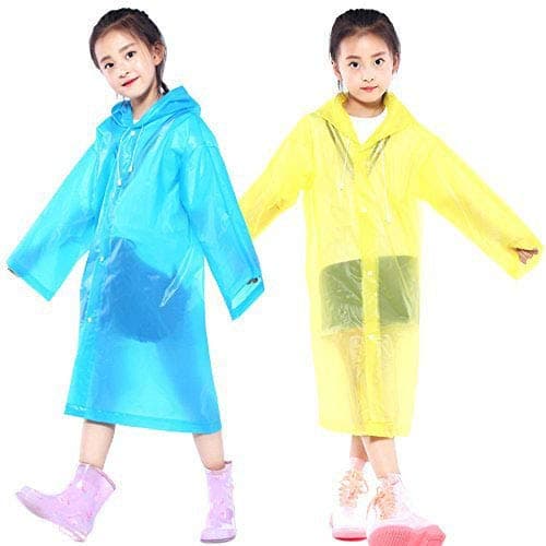 Samiu Kids Children Rain Ponchos, 2 Pack Portable Reusable Raincoat Hood Sleeves Theme Parks, Sporting Events, Camping, Traveling, Concerts Some Emergencies