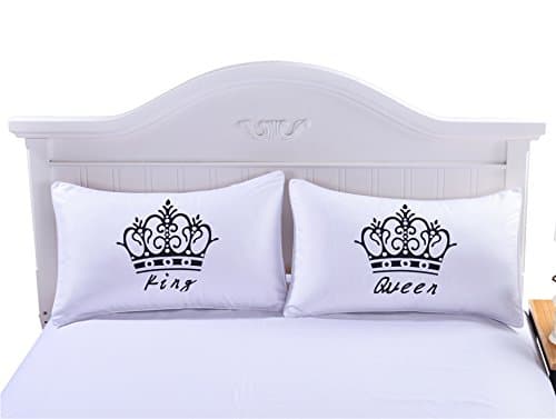 Decorative Couples Pillowcases,“LO”&“VE” Set of 2 Printed Pillowcases,Romantic Couple Pillow Covers Perfect for Decoration of Bedroom,Living Room,Gift of Anniversary,Wedding