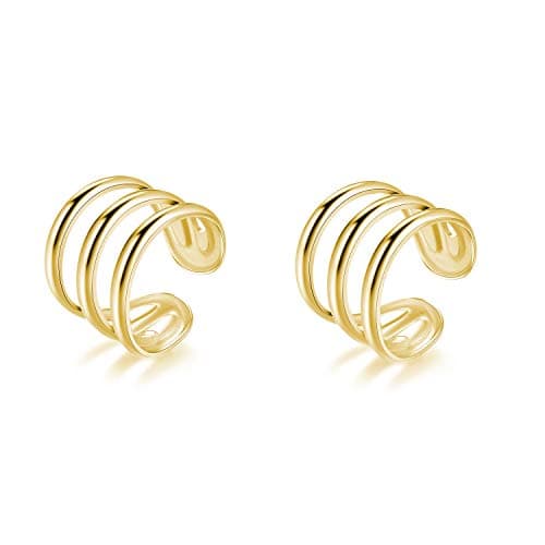 925 Sterling Silver Multi Circles Cuff Earrings for Women Teens Clip Ons Earrings Cartilage Earrings