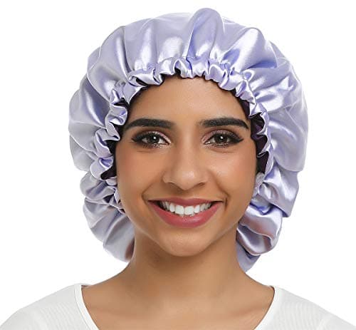 SAYMRE Adjustable Satiny Sleep Cap Hair Bonnet Double Layered Reversible for Women Protective Sleep Hairstyles