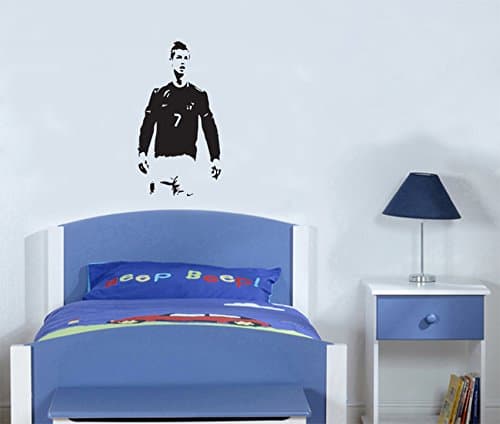 Cristiano Ronaldo Standing Celebrating Real Madrid Football Player Wall Decal Sticker -- Made by ''STICKINGTOIT'' -- Great For Children's Bedroom / Nursery / Living Room - Picture Art ------ COLOURS AVAILABLE (If You require another colour please check the colour chart image and MESSAGE us straight away with your choice) (30 wide x 56 high cms, Red)