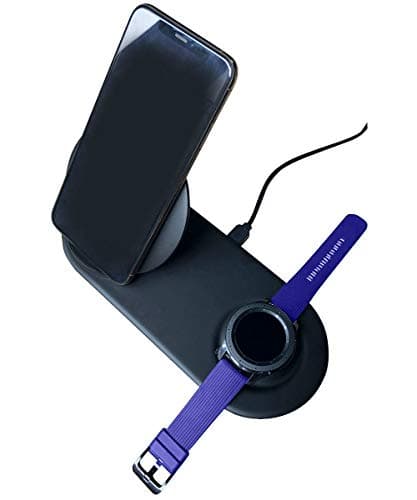 Wireless Charger Duo, 2 in 1 Fast Charging Charger Stand & Pad,Compatible with Qi Enabled Phones and Samsung Galaxy Watch,Gear S3,Gear Sport Watch