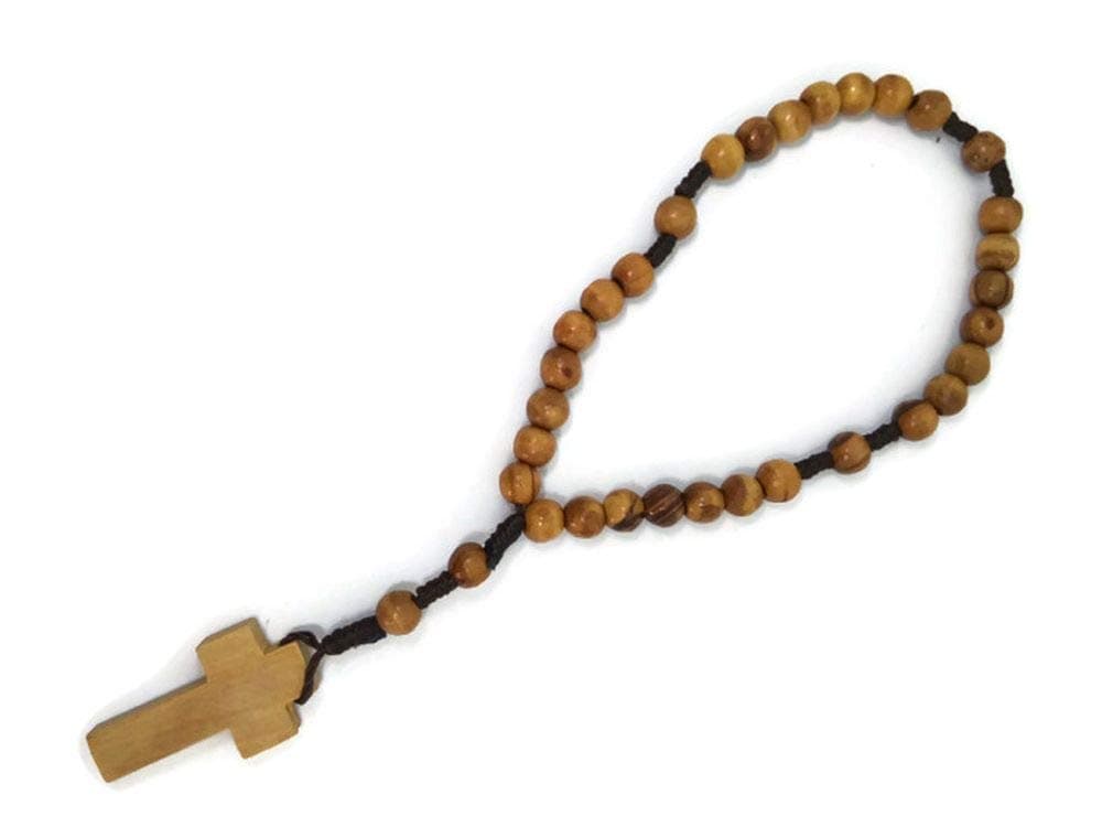 Olive Wood Anglican Rosary | Brown Rope Twine | Prayer Beads | Hand Made in Bethlehem