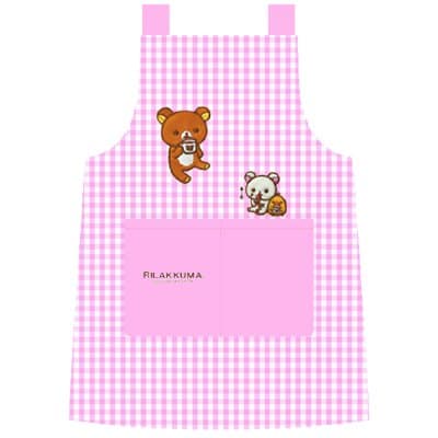 Apron Rilakkuma 40807-130-P Rilakkuma chocolate u0026 coffee ~ check H-shaped pink Children 130cm