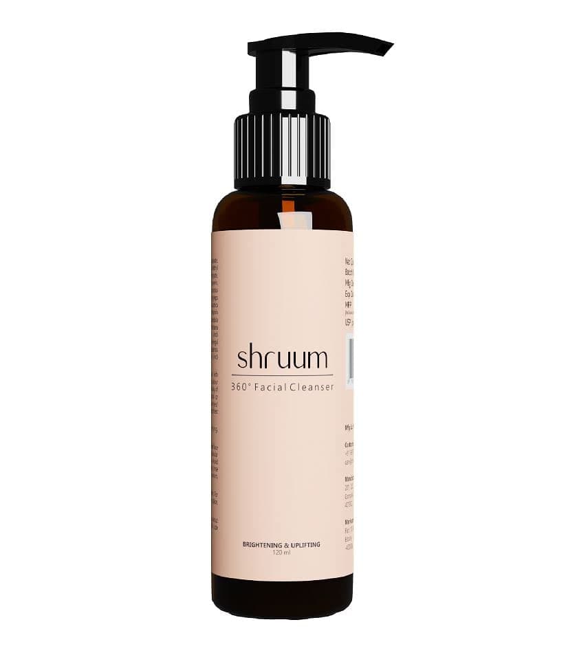 Shruum360° Face Cleanser | Gentle & Non-drying | Moisturising & Brightening | Mushrooms, Colloidal Oatmeal, Vitamin E, Gotu Kola, Bakuchi, Aloe Vera | All Skin Types | Men, Women | 120 ml