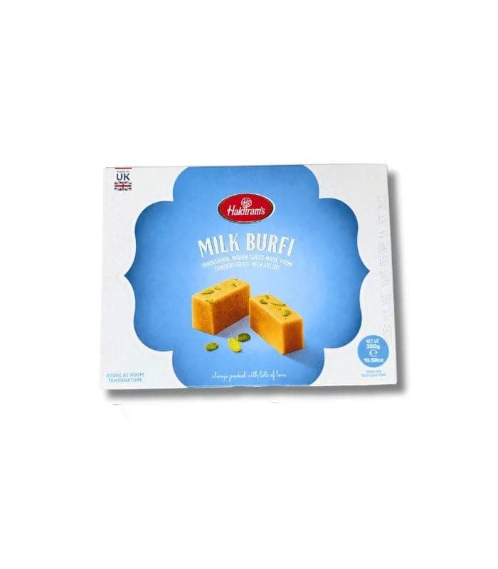 – Haldiram's Milk Burfi - Smooth & Milky Taste - Perfect for Sweet Gifts, Festivals, and Celebrations - 300g