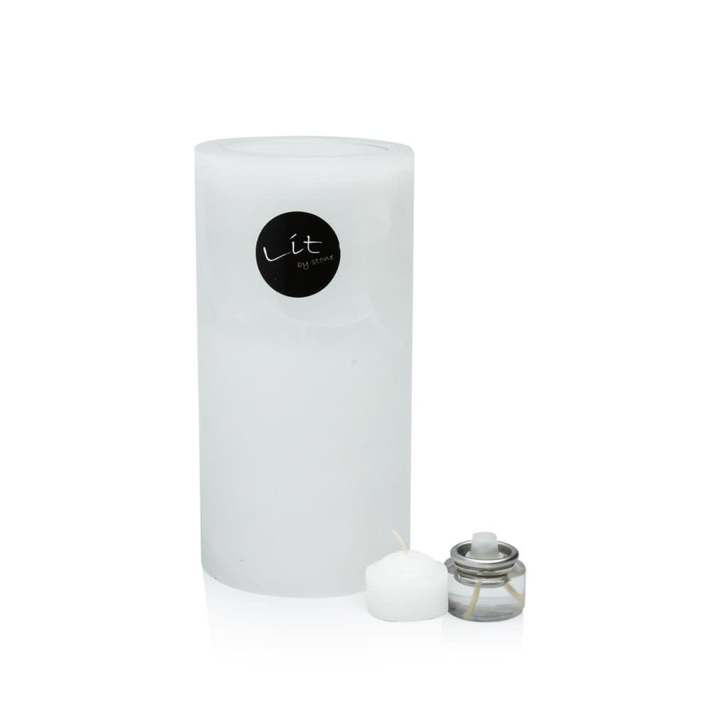 Lit by Stone Luminary (4" x 8") White