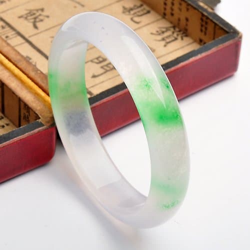 Violet with Flowers Jade Bracelet Round Jade Bracelets