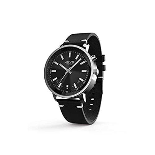 Synq Time Analogic Hybrid Smart Watch with Genuine Leather Strap, Silver/Black