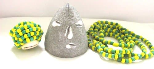 WORLDMARTSHOPPING WMSWORLDMARTSHOPPING WMS Eleggua Head Macuto Eleke Santeria Package, Black Resin Skull Head Sculpture, 1 Piece, Decorative, Spiritual (Santeria)