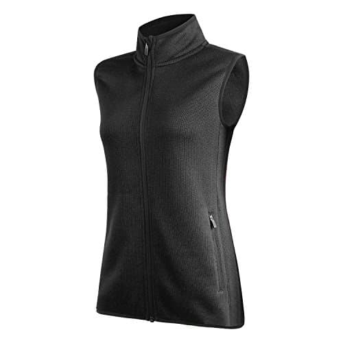 Zip Up Womens Vest with Zipper Pockets Athletic Sweater Fleece Vest Sleeveless Sweater Jacket(AllBlack,M)