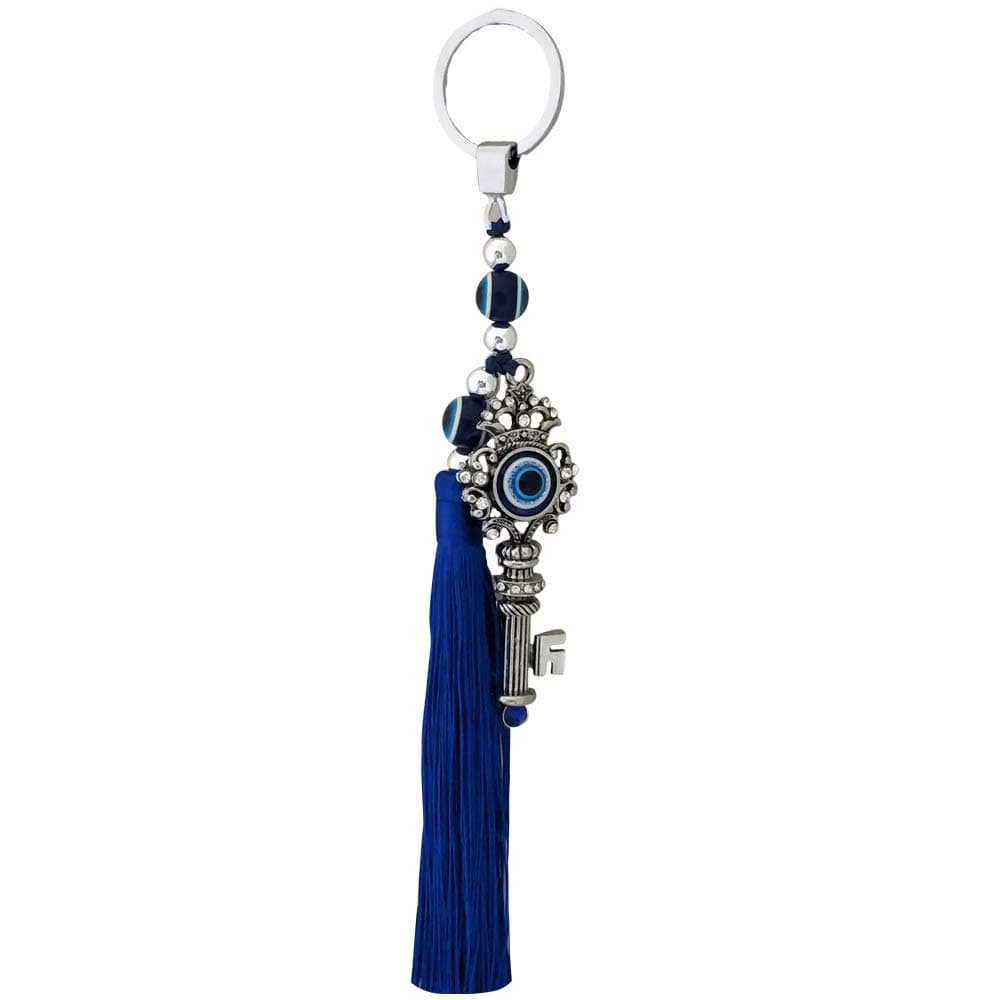 Divya Mantra Nazar Battu Hindu Symbol Blue Kuber Kunji Key Evil Eye Car Rear View Mirror Decor Talisman Ornament Accessories/Good Luck Charm Protection Interior Home/Office Wall Hanging Showpiece,Blue