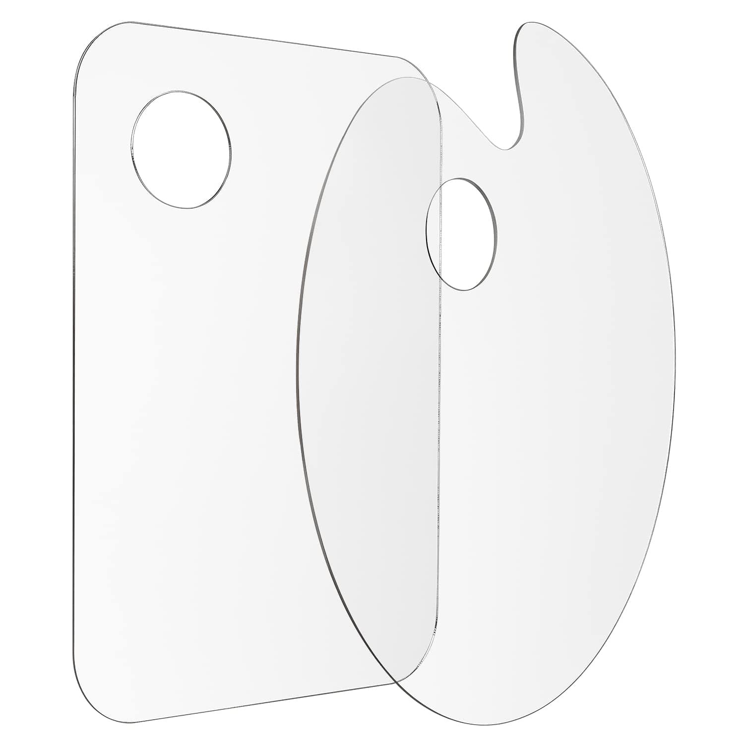 2 Pack 11.8 x 7.9 Inch Acrylic Paint Palette with Thumb Hole Clear Paint Pallet, Easy Clean Non-Stick Artist Pallet for Oil Watercolor Craft DIY Art Painting Palette