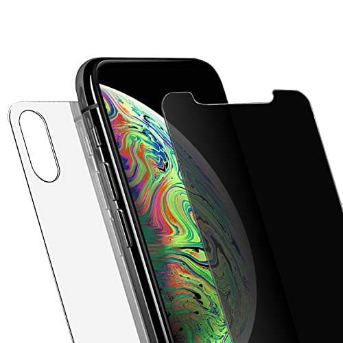 JingooBon Privacy Screen Protector for iPhone Xs Max [New Generation] Front and Back Anti-Spy Tempered Glass Screen Protector Design for iPhoneXs Max (6.5 inch)