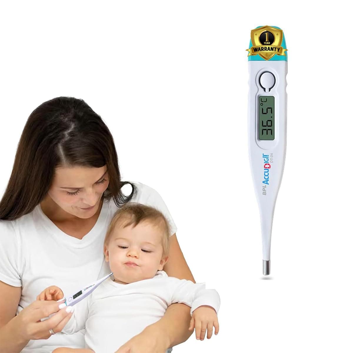 BPL Medical Technologies Accudigit DT-04 Mercury-Free Digital Thermometer With Quick Measurement of Oral & Underarm Temperature in Celsius & Fahrenheit | High Accuracy|Digital Display|Water Resistance