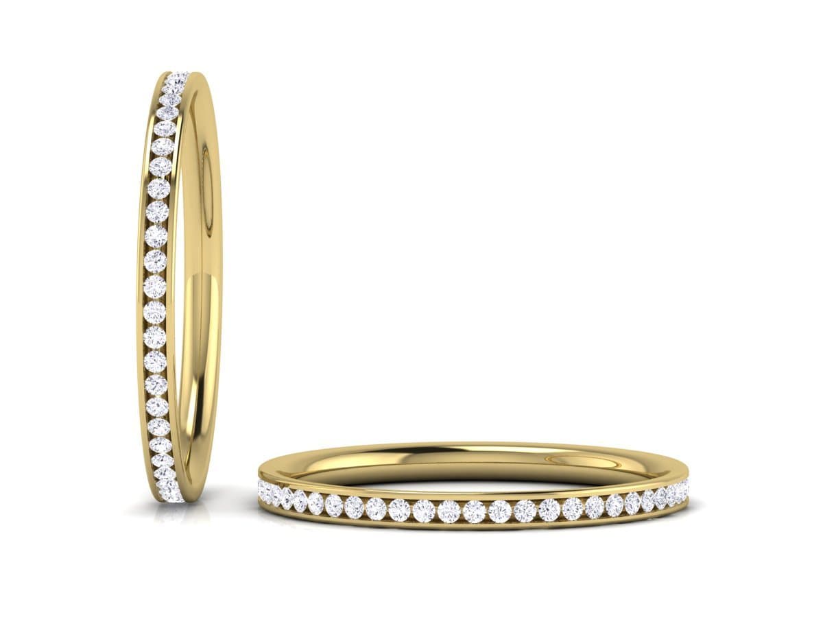 0.35ct Channel Set Round Brilliant Cut Diamonds Full Eternity Ring Availble in Gold and Platinum (9ct Yellow Gold, O)|Luxury Delux Collection for Gift