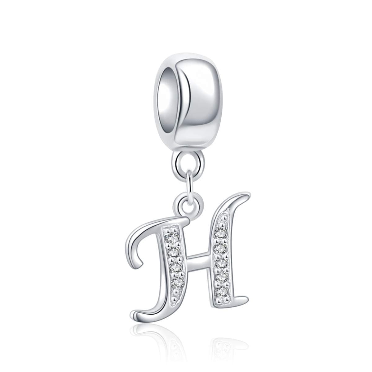 SOUKISS 925 Sterling Silver Letter Beads Initial A-z Dangle Alphabet Crystal Charm Fits European Bracelet Gift for Mother Valentines day