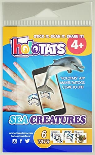 HoloTats Sea Creatures - Augmented Reality Temporary Tattoos (Set of 6)